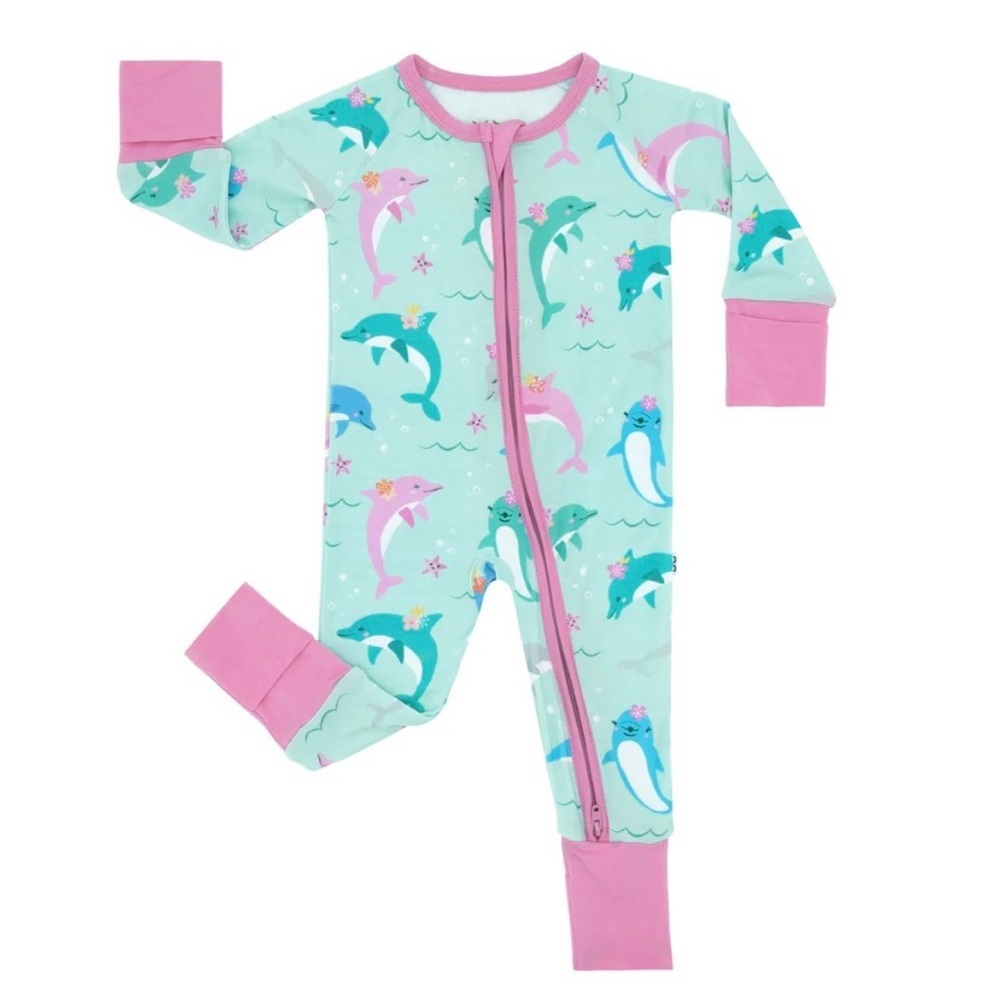 Little Sleepies Toddler Girl Dolphin Dance Zippy Blue Pink 2T Limited Edition